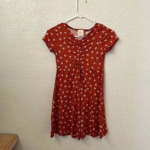 Heart and arrow burnt orange dress with white flowers kids size 14
